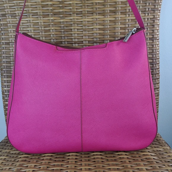 Hobo International Pink Saffiano Leather Shoulder Bag Purse - Picture 4 of 16